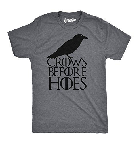 Crazy Dog Tshirts - Mens Crows Before Hoes Funny T Shirt for Men Vintage Novelty Hilarious Gag Gift (Dark Heather Grey) - 3XL - Camiseta Divertidas