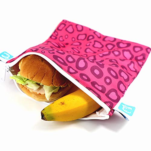 Crazy Safety - Bolsa reutilizable para sándwiches - Paquete de 3 bolsas de almuerzo lavables de doble capa - Aptas para lavavajillas - Envoltorios de tela ecológicos - Cremallera de fácil apertura