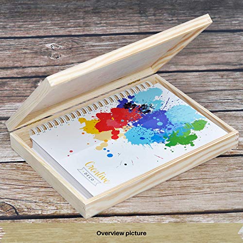 Creative Deco A4 Caja Madera para Decorar con Tapa | 34 x 25,3 x 5,3 cm | Documentos Decoración Papeles Cartas Almacenaje Decoupage Herramientas Objetos de Valor Juguetes