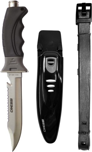 Cressi Borg Cuchillo, Unisex, Negro/Hoja Plata, 27 cm