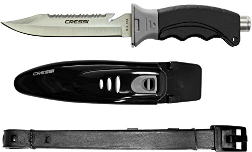 Cressi Borg Cuchillo, Unisex, Negro/Hoja Plata, 27 cm