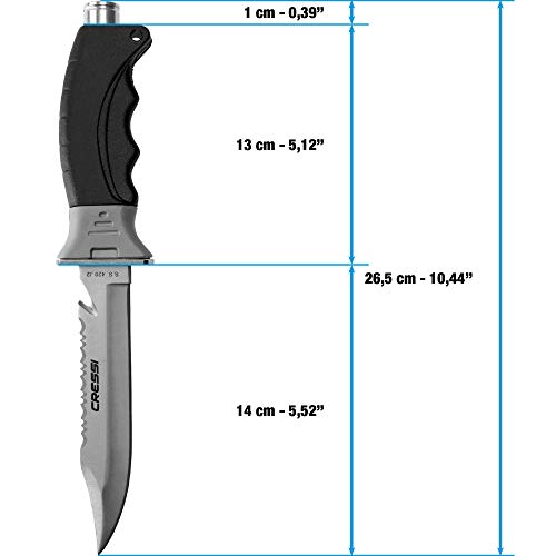 Cressi Borg Cuchillo, Unisex, Negro/Hoja Plata, 27 cm