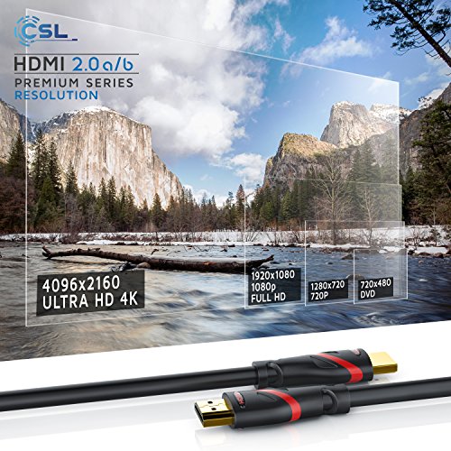 CSL - 1m Cable HDMI - Ultra HD 4k HDMI - Alta Velocidad con Ethernet - Full HD 1080p 4K Ultra HD 2160p 3D ARC y CEC - Cable de blindaje Triple - blindaje de Conector y contactos