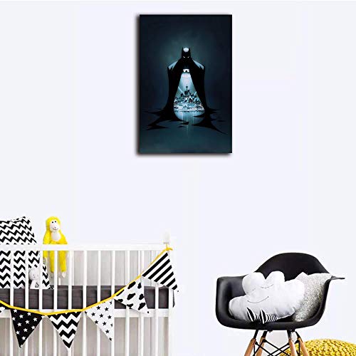 Cuadro moderno en lienzo para pared, superhéroe Batman el gótico, impresión giclée, arte de pared para decoración del hogar, decoración de pared, 61 x 91 cm, enmarcado