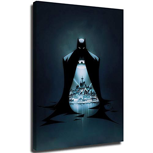 Cuadro moderno en lienzo para pared, superhéroe Batman el gótico, impresión giclée, arte de pared para decoración del hogar, decoración de pared, 61 x 91 cm, enmarcado