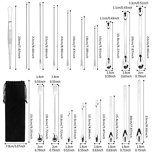 Cuchara de Laboratorio 18pcs Doble Cabezas Cuchara de Medicina de Acero Inoxidable Espátula de Laboratorio Micro Cuchara de Muestreo para Polvos, Gel