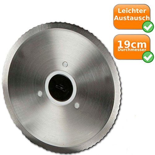 Cuchilla de repuesto para cortafiambres de metal, hojas de corte Diámetro 19 cm, superficie de corte curvados