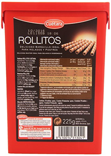 Cuétara - Rollitos - Delicioso barquillo ideal para helados y postres - 225 g