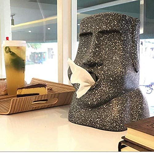 Czc-dp Toalla de Papel Creativa Caja de pañuelos de Isla de Pascua Moai Soporte de Papel Forma de la Piedra Figura Servilleta Caso for el hogar del Coche Restaurante Talla M Bienes Interiores