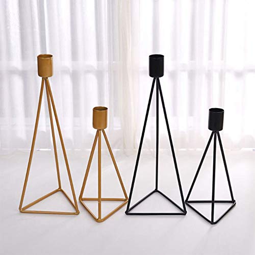 CZF ES 2 Piezas Candeleros de Hierro Negro Retro, Decoración Portavelas de Columna, Candelabros Modernos Geométrico, para el Banquete de Boda y Casa Hogar Comedor