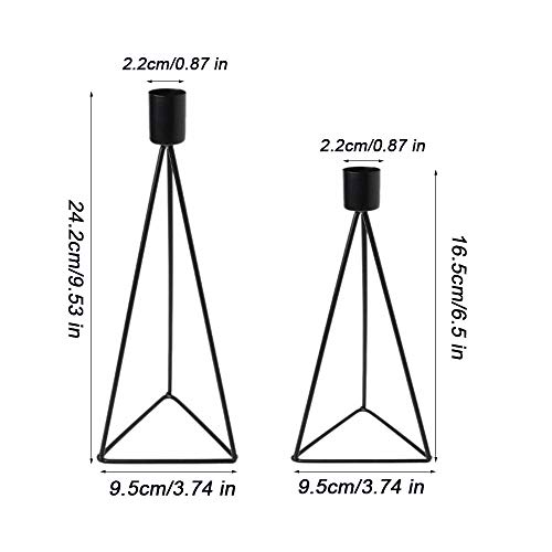 CZF ES 2 Piezas Candeleros de Hierro Negro Retro, Decoración Portavelas de Columna, Candelabros Modernos Geométrico, para el Banquete de Boda y Casa Hogar Comedor