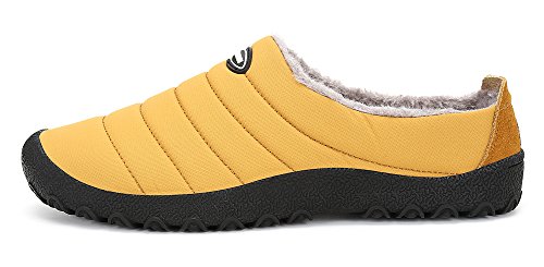 DAFENP Zapatillas de Casa para Hombre/Mujer Zapatillas Fluff Antideslizantes Invierno Cálido Confortables Casa Interior/al Aire Libre,XZ322-yellow-EU46