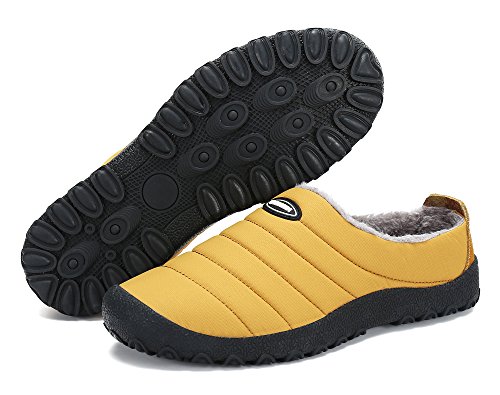 DAFENP Zapatillas de Casa para Hombre/Mujer Zapatillas Fluff Antideslizantes Invierno Cálido Confortables Casa Interior/al Aire Libre,XZ322-yellow-EU46