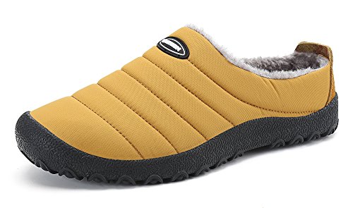 DAFENP Zapatillas de Casa para Hombre/Mujer Zapatillas Fluff Antideslizantes Invierno Cálido Confortables Casa Interior/al Aire Libre,XZ322-yellow-EU46