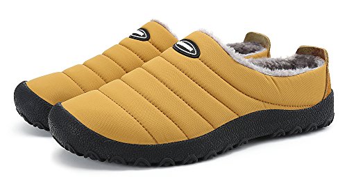 DAFENP Zapatillas de Casa para Hombre/Mujer Zapatillas Fluff Antideslizantes Invierno Cálido Confortables Casa Interior/al Aire Libre,XZ322-yellow-EU46