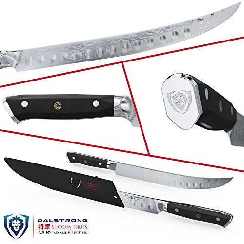 DALSTRONG Cuchillo Carnicero Hoja Curva - 25,4 cm - Shogun Series Slicer - Acero Japonés AUS-10V- Tratado al Vacío - Funda Incluida