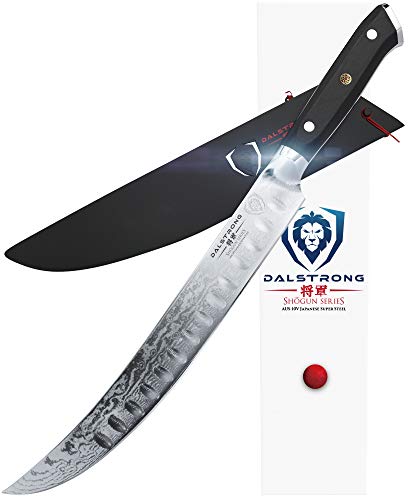 DALSTRONG Cuchillo Carnicero Hoja Curva - 25,4 cm - Shogun Series Slicer - Acero Japonés AUS-10V- Tratado al Vacío - Funda Incluida