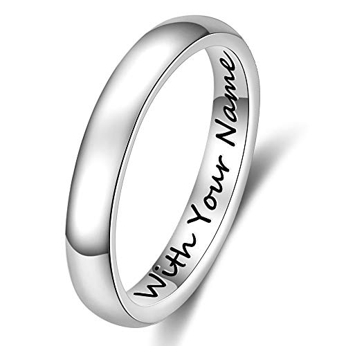 DaMei Anillo Plata Pareja Personalizados Pare Mujer Hombre Compromiso Acero Inoxidable Joyeria Mujer Grabado Personalizado Regalo Novia BFF Boda Aniversario (14,5)