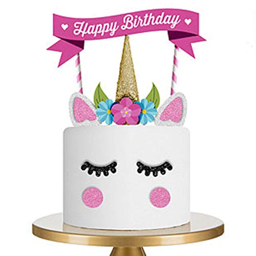 Dancepandas Unicorn Cake Topper 4PCS Tarta de Unicornio Decorar Tartas Infantiles Decoración de Tartas de Cumpleaños para fiesta del bebé, boda y cumpleaños