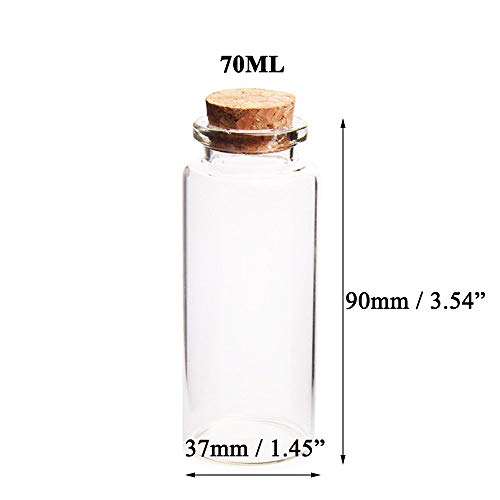 Danmu Art - Botes de cristal (12 unidades, 70 ml, 37 x 90 mm, con tapón de corcho de madera)