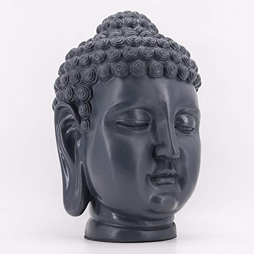 Dasmöbelwerk XXL Buda Cabeza decorativa de figura Feng Shui resistente a la intemperie frostfrei Jardín Figura en gris sin punta