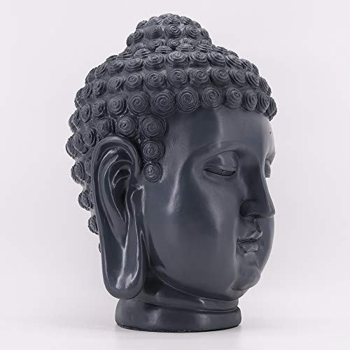 Dasmöbelwerk XXL Buda Cabeza decorativa de figura Feng Shui resistente a la intemperie frostfrei Jardín Figura en gris sin punta