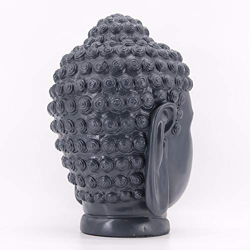 Dasmöbelwerk XXL Buda Cabeza decorativa de figura Feng Shui resistente a la intemperie frostfrei Jardín Figura en gris sin punta