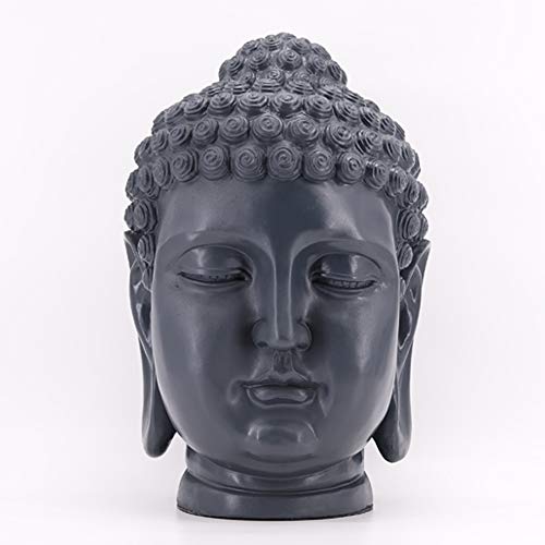 Dasmöbelwerk XXL Buda Cabeza decorativa de figura Feng Shui resistente a la intemperie frostfrei Jardín Figura en gris sin punta