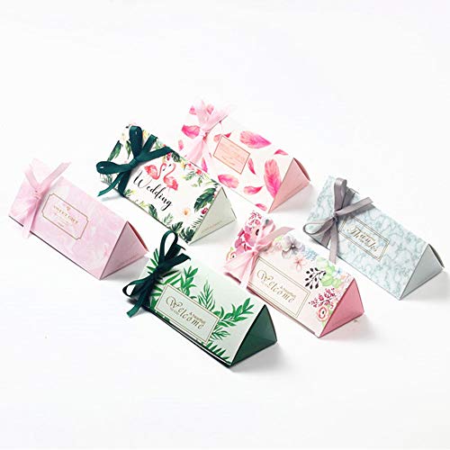 DÉCOCO Juego de 50 Cajas de Regalo de Plumas con Lazo, para Bodas, Navidad, Baby Shower, Fiesta, cumpleaños, Pasteles caseros, Galletas, Chocolate, Galletas, Dulces, Velas, Bombas de baño, joyería