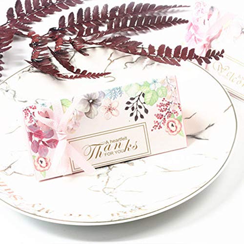 DÉCOCO Juego de 50 Cajas de Regalo diseño Floral y Lazo, para Bodas, Navidad, Baby Shower, Fiestas, cumpleaños, Tartas, Galletas, Chocolate, Galletas, Dulces, Velas, Bombas de baño, Joyas