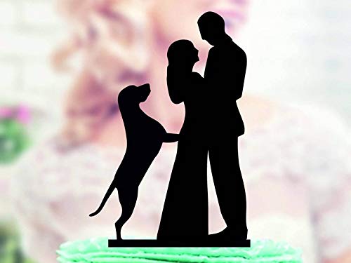 Decoración para tarta de boda con labrador, decoración para tarta con perros, silueta de labrador, decoración para tarta de boda, decoración para tarta de novia y novio