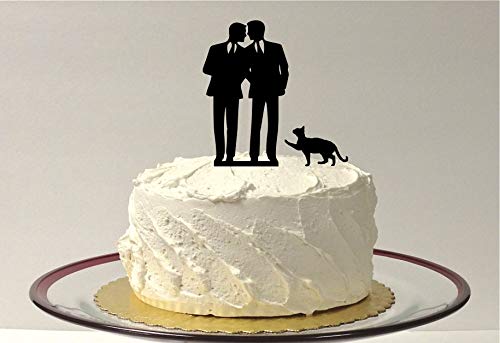 Decoración para tarta de boda gay con diseño de gato con el mismo sexo Mr para 2 novios gay, silueta gay, homosexual, para tarta de boda homosexual