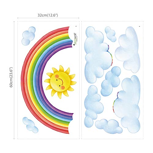 DECOWALL DA-1913 Arcoiris y nubes Vinilo Pegatinas Decorativas Adhesiva Pared Dormitorio Salón Guardería Habitación Infantiles Niños Bebés