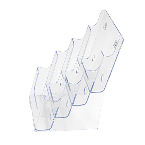 Deflect-o 77901- Soporte de pared o mesa para folletos (4 niveles, A5), transparente