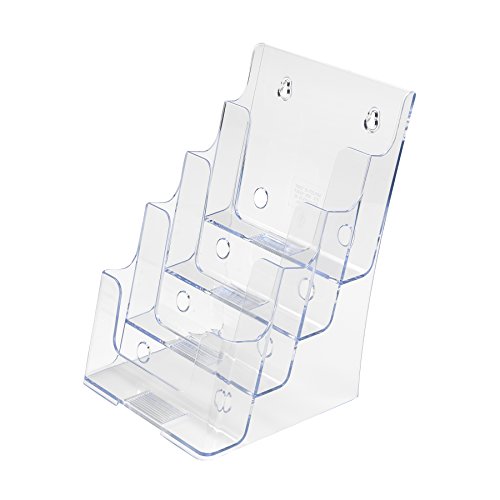 Deflect-o 77901- Soporte de pared o mesa para folletos (4 niveles, A5), transparente