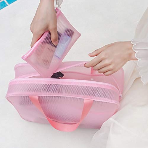 Del recorrido del maquillaje Bolsa Claro impermeable del recorrido del maquillaje de la bolsa del organizador del maquillaje bolsa de aseo de grandes bolsas de portátil bolsa de cosméticos Mujeres Bea