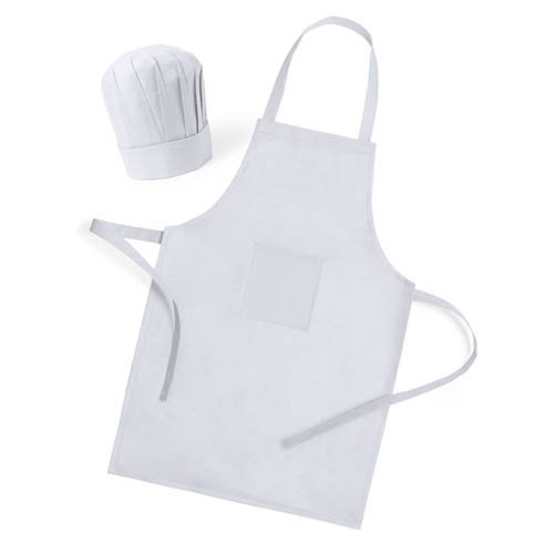 Delantal Blanco con Gorro de Cocinero para cocinar, Regalos para niños en cumpleaños Infantiles colegios y Eventos Fiesta Infantil