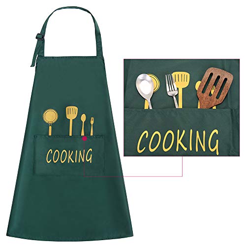 Delantales de Cocina 2 Piezas con Bolsillo Delantal Impermeables para Hombre Mujer Delantale Ajustables para Jardinería Restaurante Barbacoa Cocinar Hornear