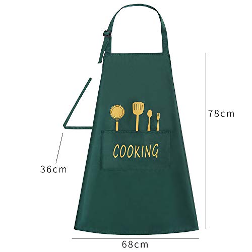 Delantales de Cocina 2 Piezas con Bolsillo Delantal Impermeables para Hombre Mujer Delantale Ajustables para Jardinería Restaurante Barbacoa Cocinar Hornear