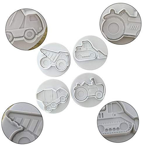 Demarkt Camión Fondant Troquelado Molde de Silicona Calidad Moldes de Proteínas Tartas Grandes, Antiadherentes Para Fiestas de Cumpleaños 5.8Cm*3.9Cm 4PCS