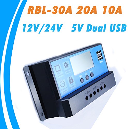 Demino LCD 12 / 24V 30A de Carga Solar del regulador del regulador, el regulador Solar del regulador del regulador PWM Inteligente Timer USB