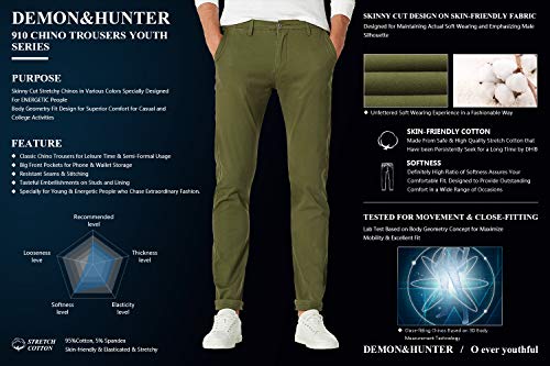 Demon and Hunter 910X Slim-Fit Series de estiramiento pantalones casuales para Hombres 34W / 32L Dh9106 X Verde