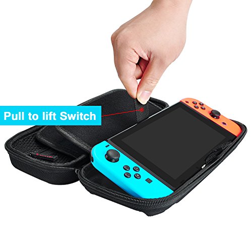 Deruitu Funda para Nintendo Switch con 20 ranuras para tarjeta de juego - Cubierta rígida de almacenamiento con cremallera hecha de material anti duradero para Nintendo Switch Console y Accesorios