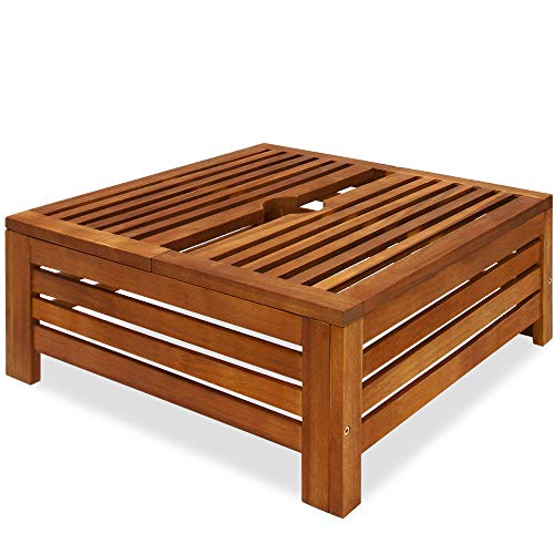 Deuba Soporte para sombrilla de Madera de Acacia base resistente a la intemperie 62x62x25cm cubierta protectora para parasol mesita