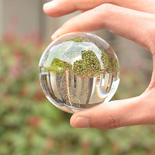 Deuxff - Bola de cristal transparente con soporte, K9 bola de cristal con soporte transparente, decoración artística para fotografía (30 mm)