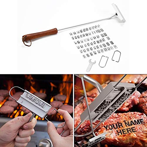 Dewanxin Herramientas para Parrilla de Barbacoa DIY con Sello de Hierro, Parrilla Sello para Sello BBQ BRAN caliéntalos caliéntalos BBQ BRAN Ding 43.5 cm