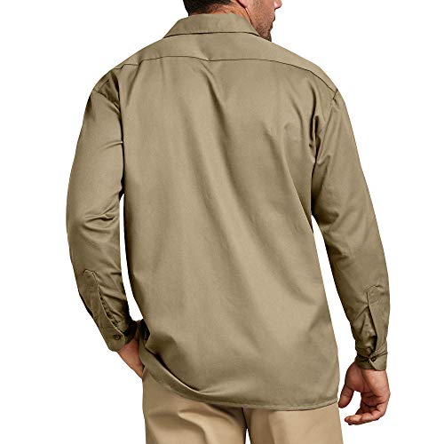 Dickies Hemd Longsleeved Work Shirt Camiseta de Trabajo, Caqui (Khaki), S para Hombre