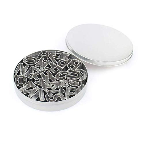 Digead Juego de Moldes Galletas, 26pcs Letras del Alfabeto del Acero Inoxidable Galletas de la Galleta Cortadores Moldea, Moldes de Acero Inoxidable para Galletas