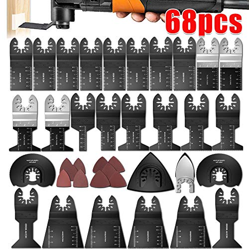 Dightyoho 68pcs Hojas de Sierra para Lijar, Moler y Cortar, Cuchillas Oscilantes para Dremel Multimaster Bosch Craftsman Rockwell Mastercraft Skil Ridgid Einhell Worx Milwaukee, etc.