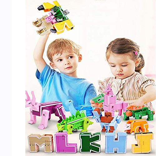 Dinosaurios Robot Juguetes, Transformer Puzzle Juguete Regalos,Rompecabezas De Juguete 26 Letras + Dinosaurio + Animal + Robot Puede Ser Montado,Adecuado para Niños De 0-9 Años,K=n